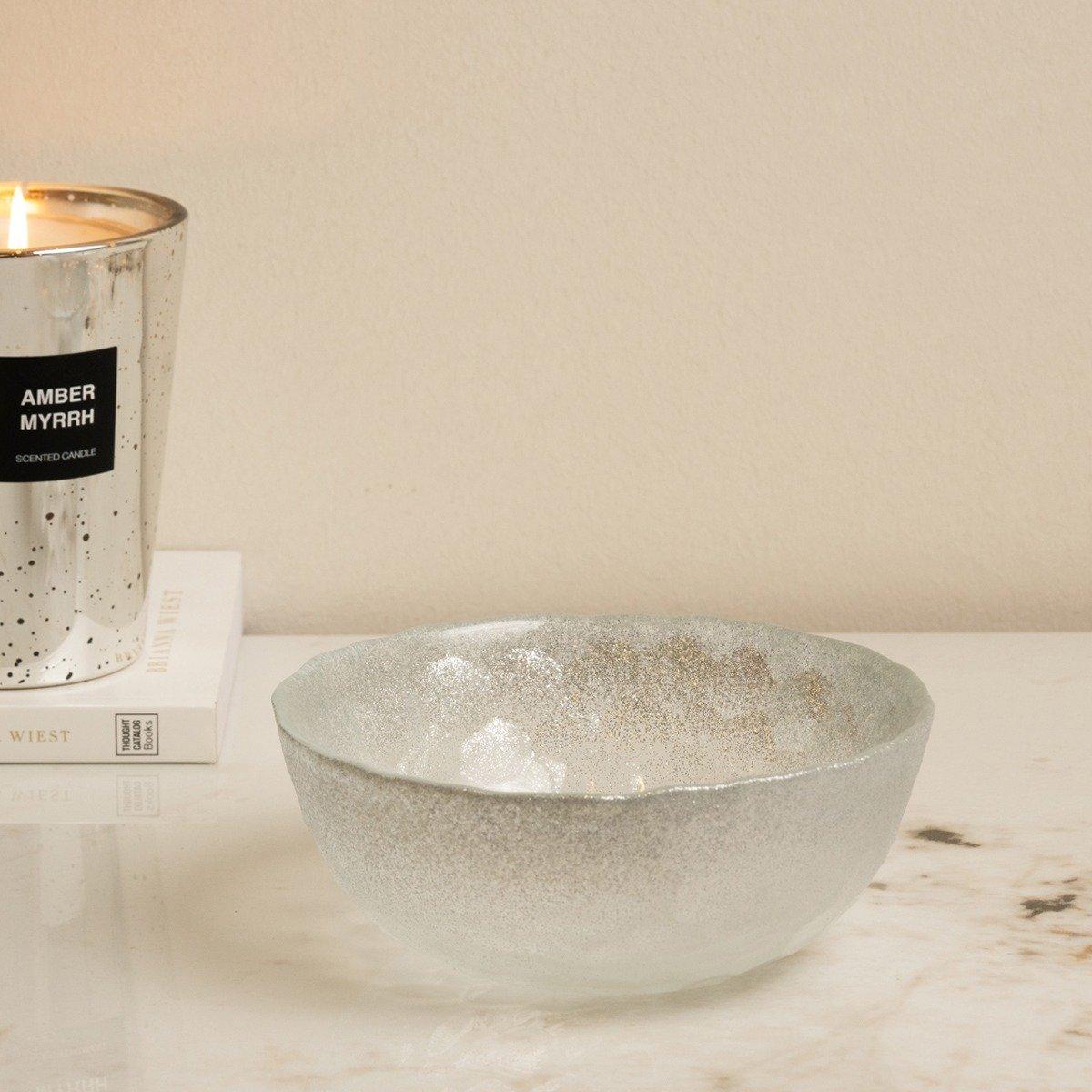 

Chambrd glass serving bowl gold d:15 x h:6. 1 cm