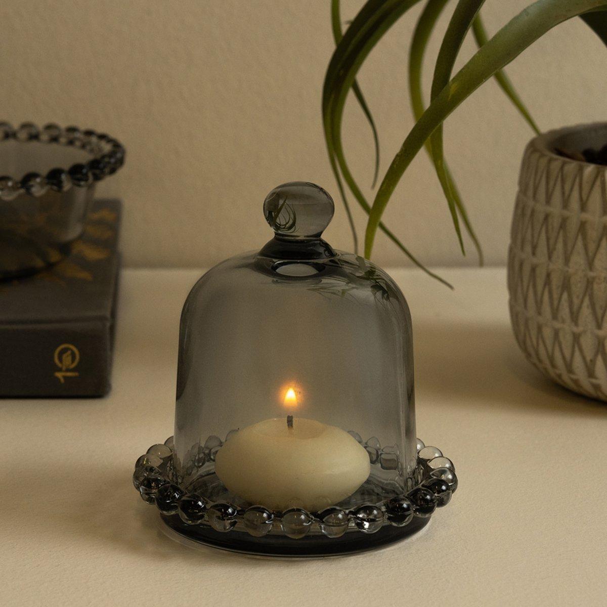 

Perlen candle holder grey d:9. 5 x h:10 cm