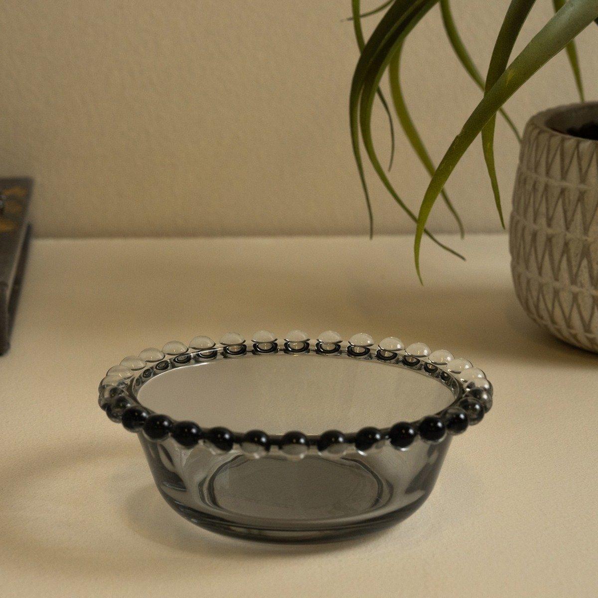 

Perlen glass treat bowl grey 12x12x4. 5 cm