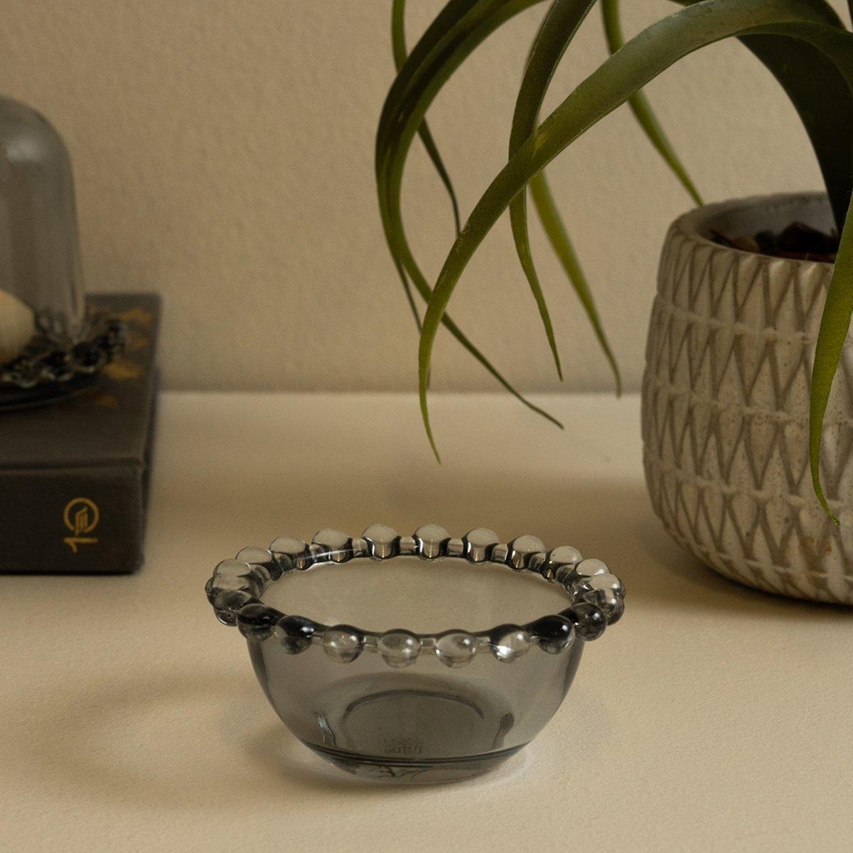 

Perlen glass treat bowl grey 8. 5x8. 5x4 cm