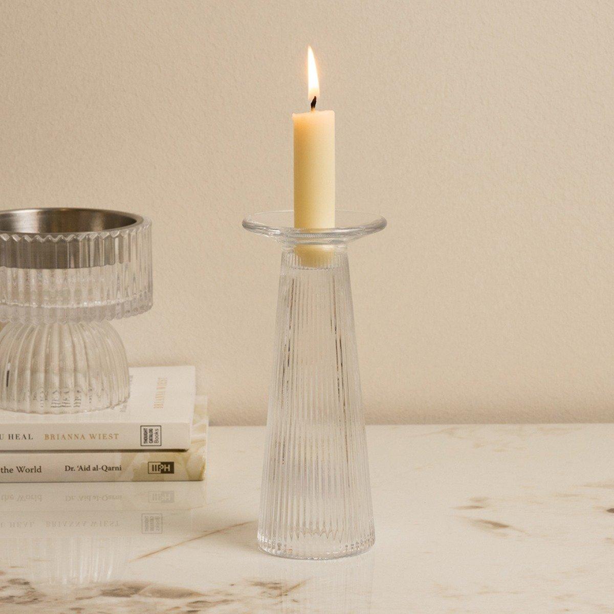 

Pillar glass candle holder clear 7x7x16. 5 cm