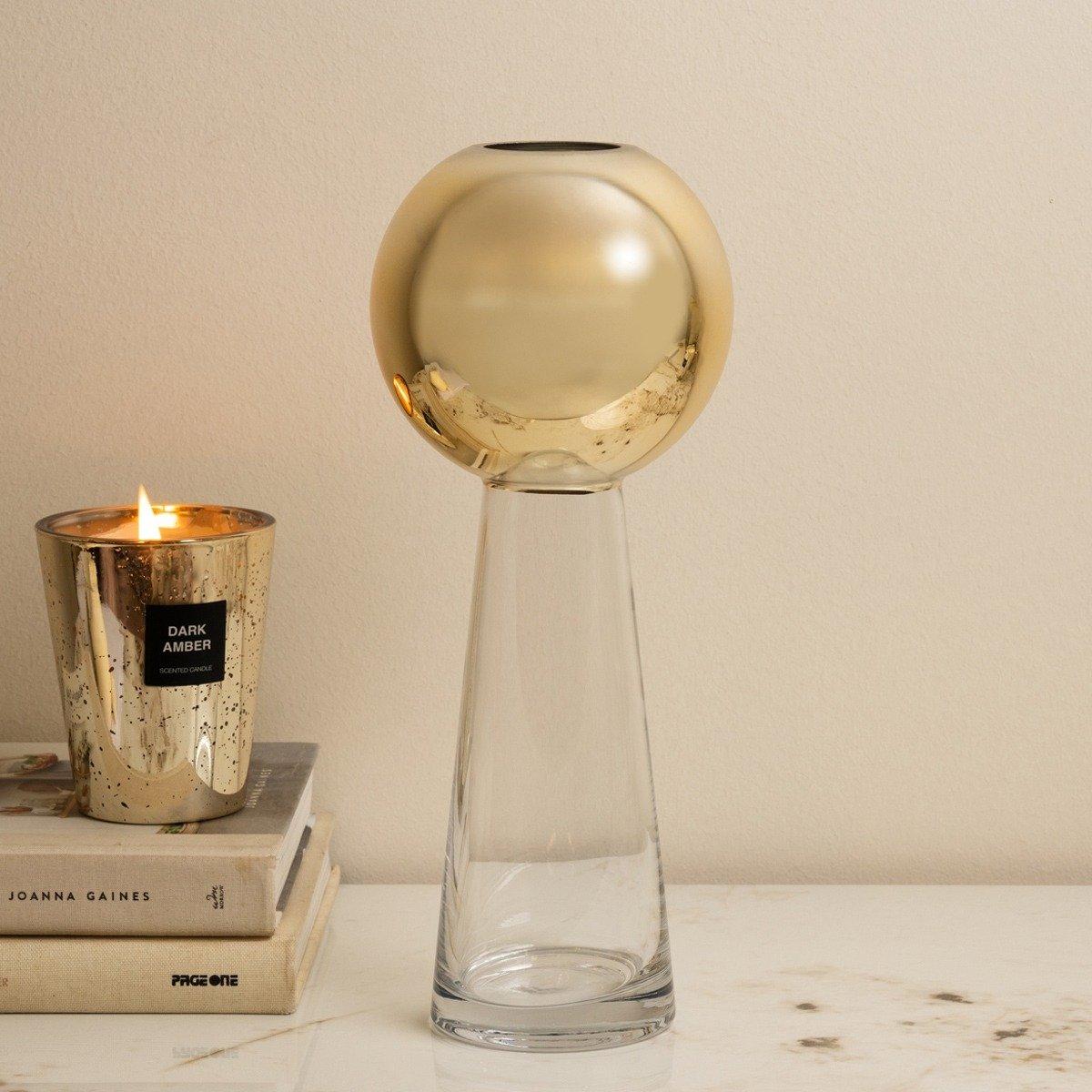 

Baley glass vase gold 13. 5x13. 5x34. 5 cm