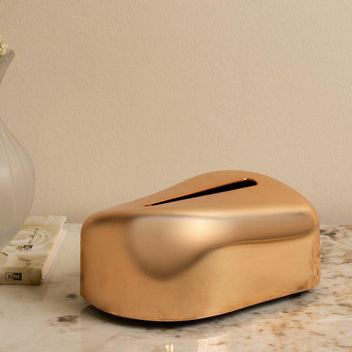 

Pinn glass tissue holder gold 19x12x8. 5 cm