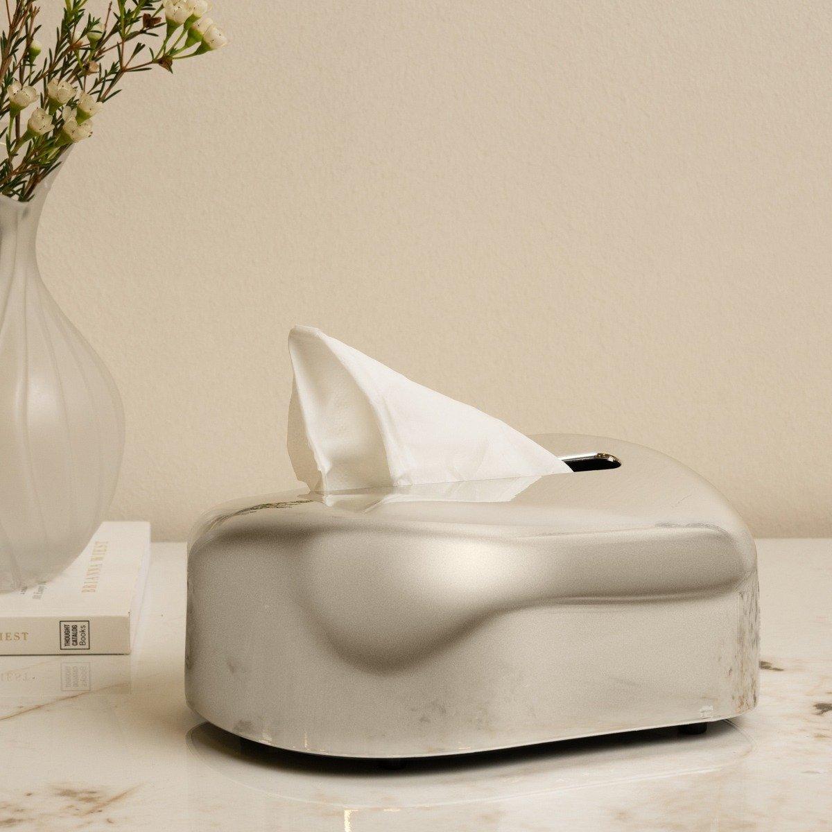 

Pinn glass tissue holder silver 19x12x8 cm