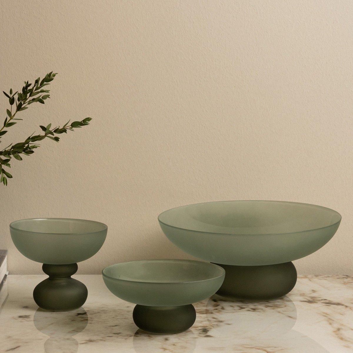 

Blasen footed bowl green d:35. 5 x h:15. 5 cm