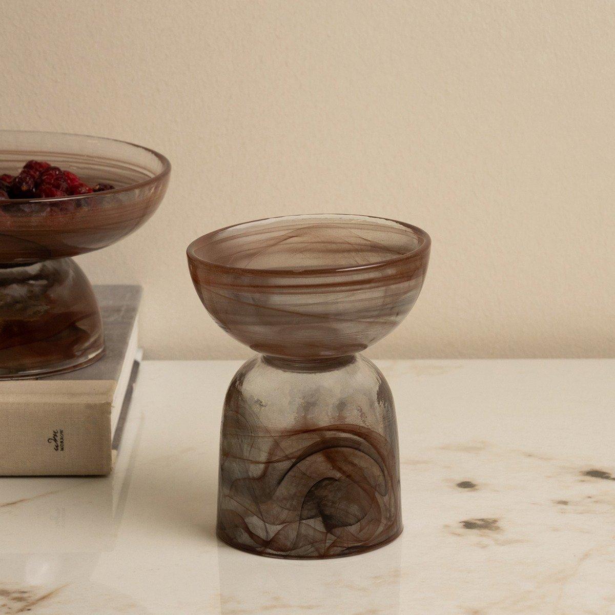 

Cloudy candle holder brown d:10 x h:12 cm