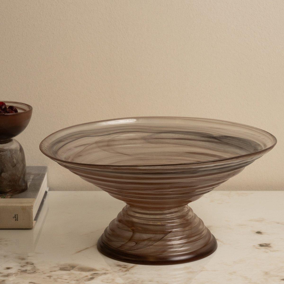 

Cloudy glass footed bowl brown 31x28x15 cm