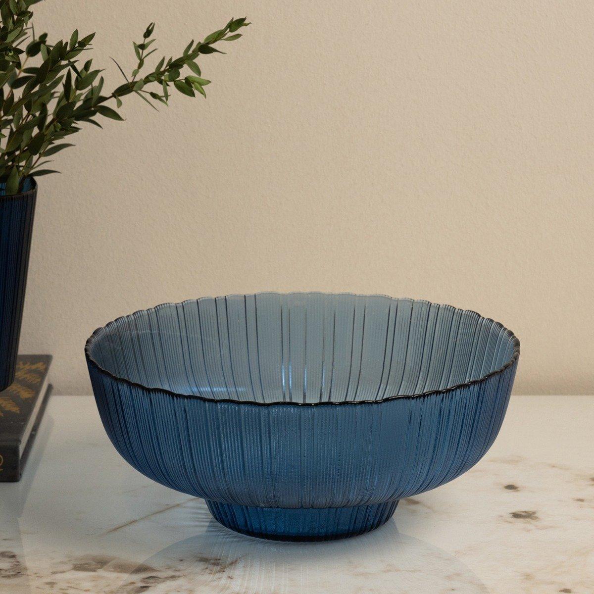 

Penny glass centerpiece bowl blue 25. 8x25. 8x11 cm