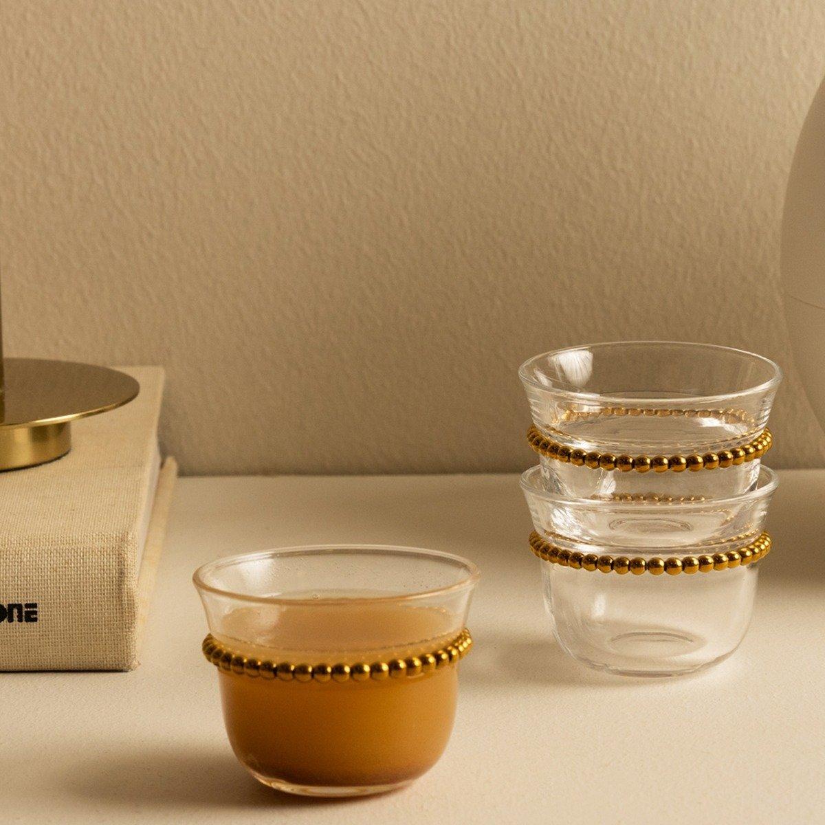 

Perlen glass gahwa cup set 6pcs gold