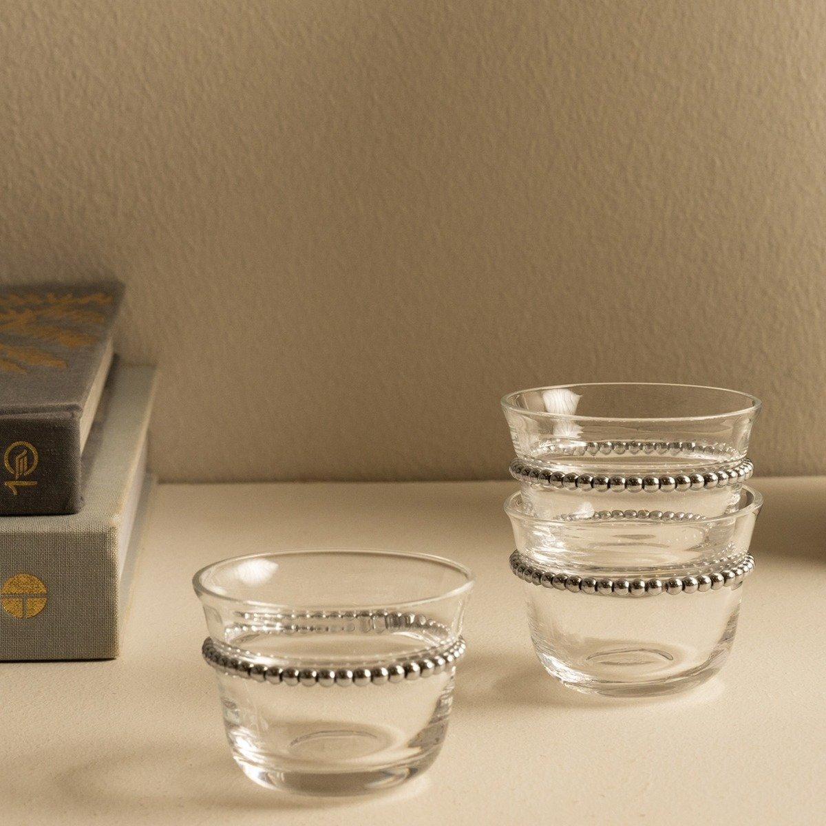 

Perlen glass gahwa cup set 6pcs silver