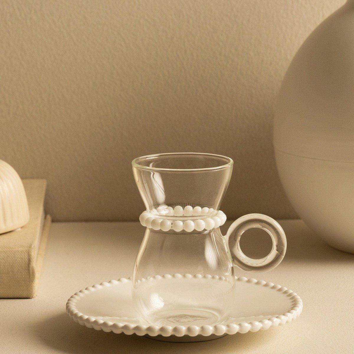 

Perlen glass istikana set 6pcs frosted white