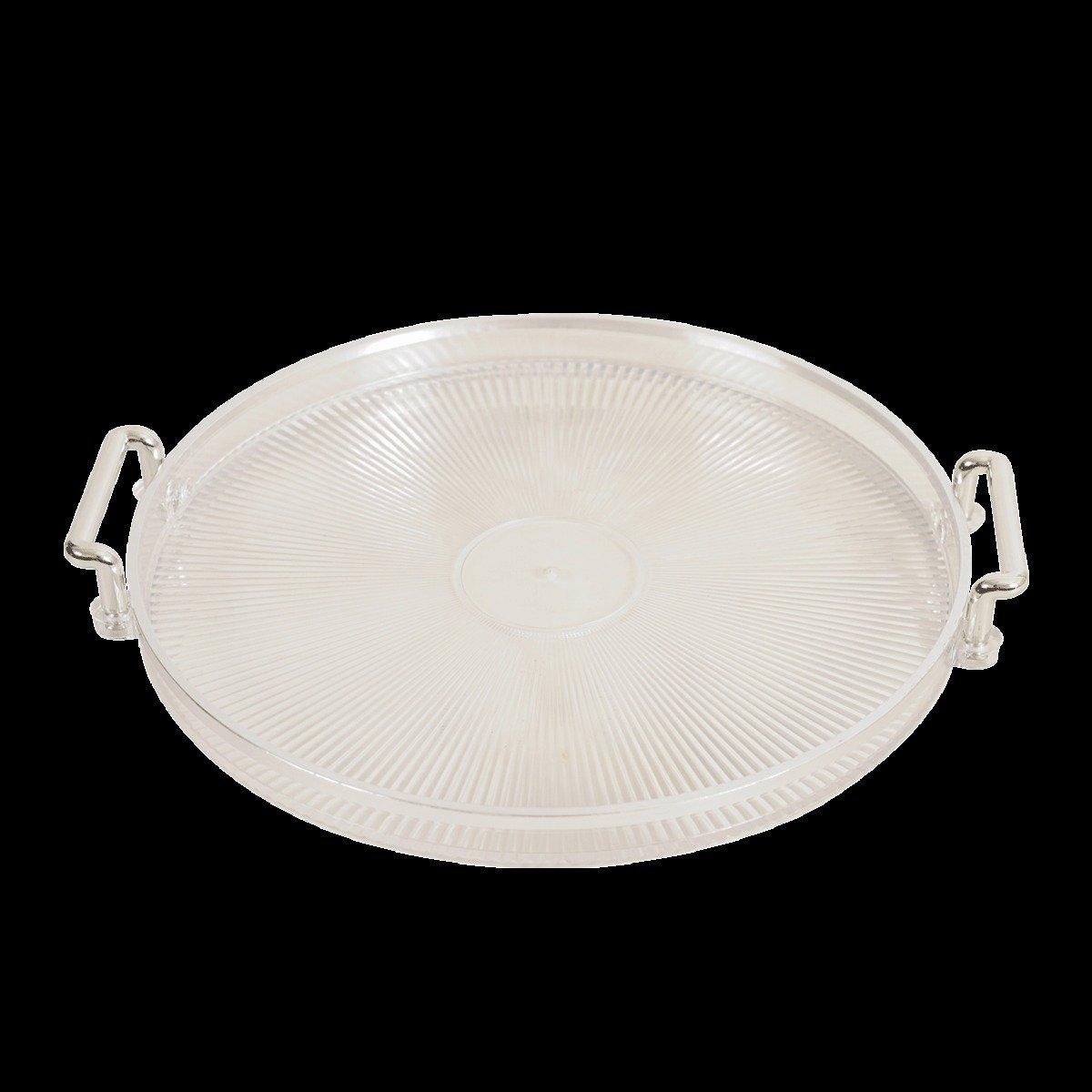 

Ribbed plastic tray silver 27x3. 5 cm
