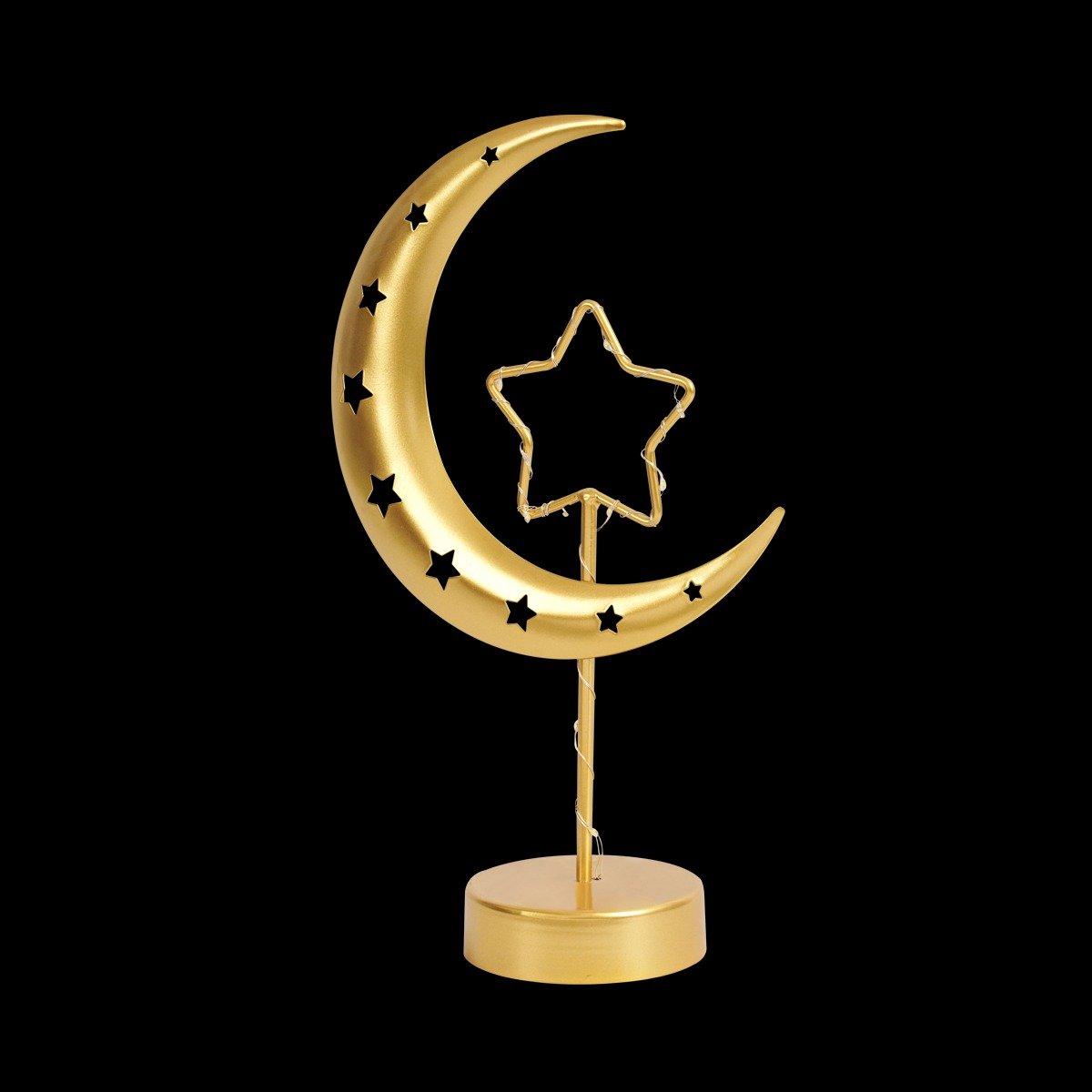 

Moon & star metal led light gold 20x8x30 cm