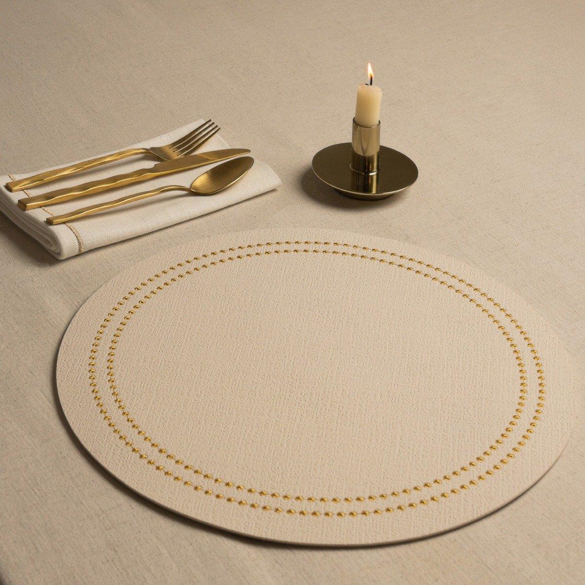

Perlen pvc placemat set 6pcs cream/gold