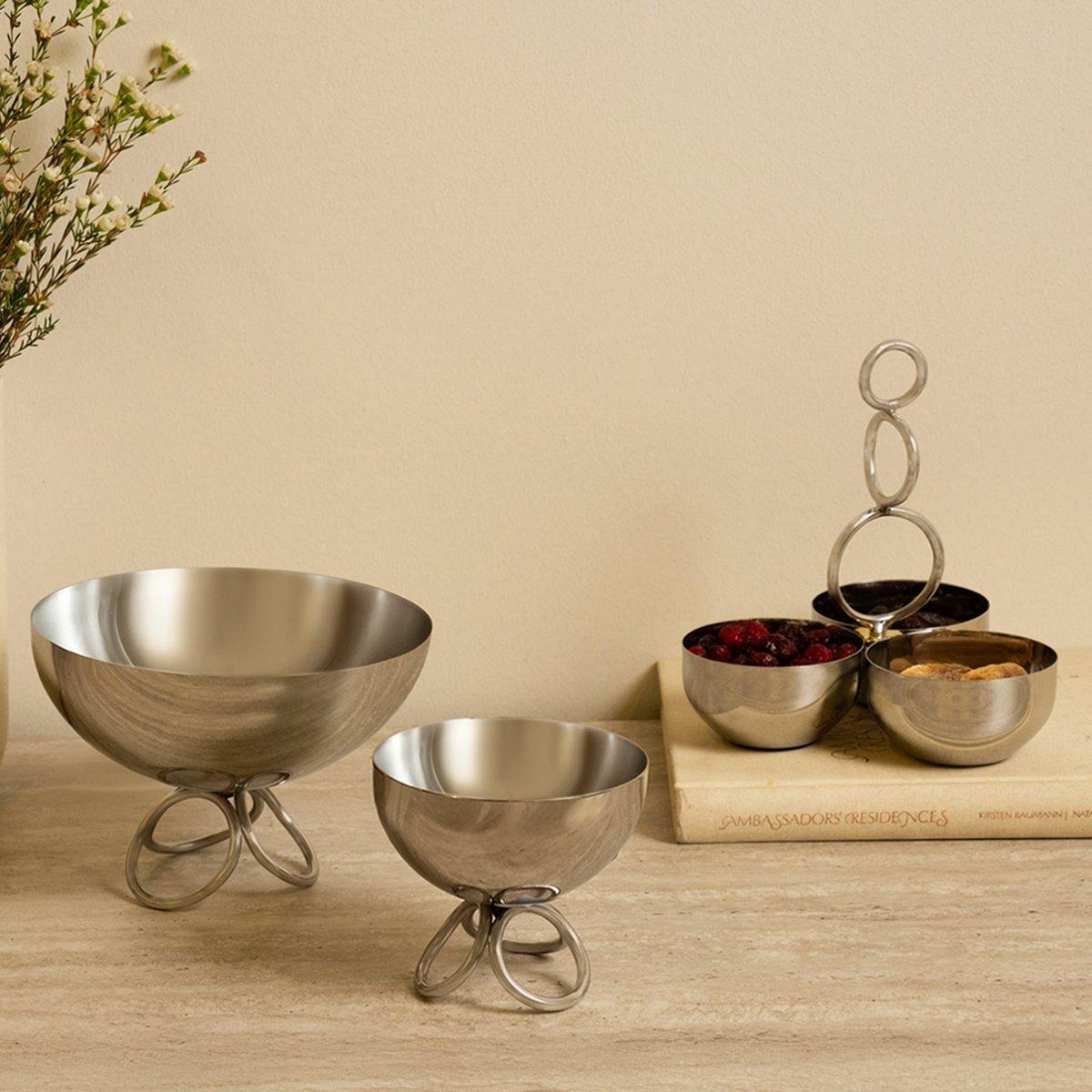 

Rings stainless steel serving bowl silver 20x20x14 cm