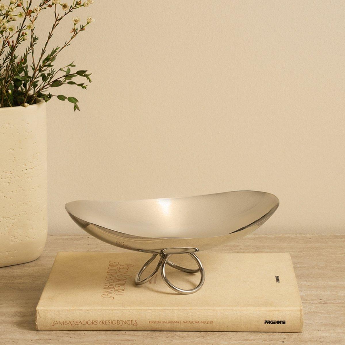 

Rings stainless steel serving bowl silver 35x15x13 cm