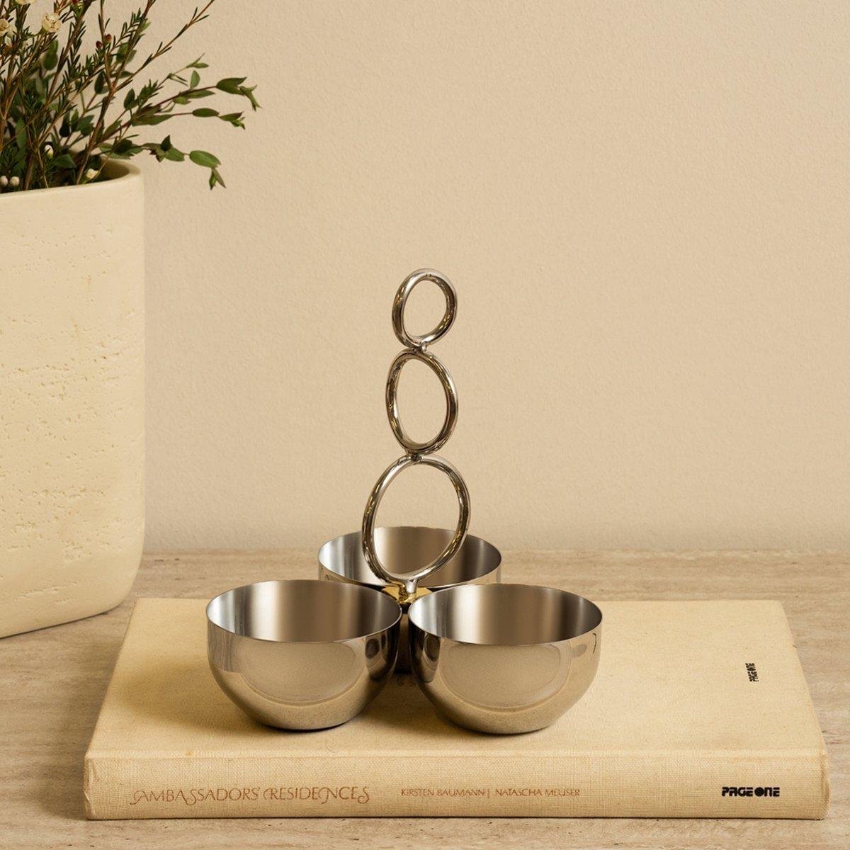 

Rings stainless steel nut bowl silver 18x18x23 cm