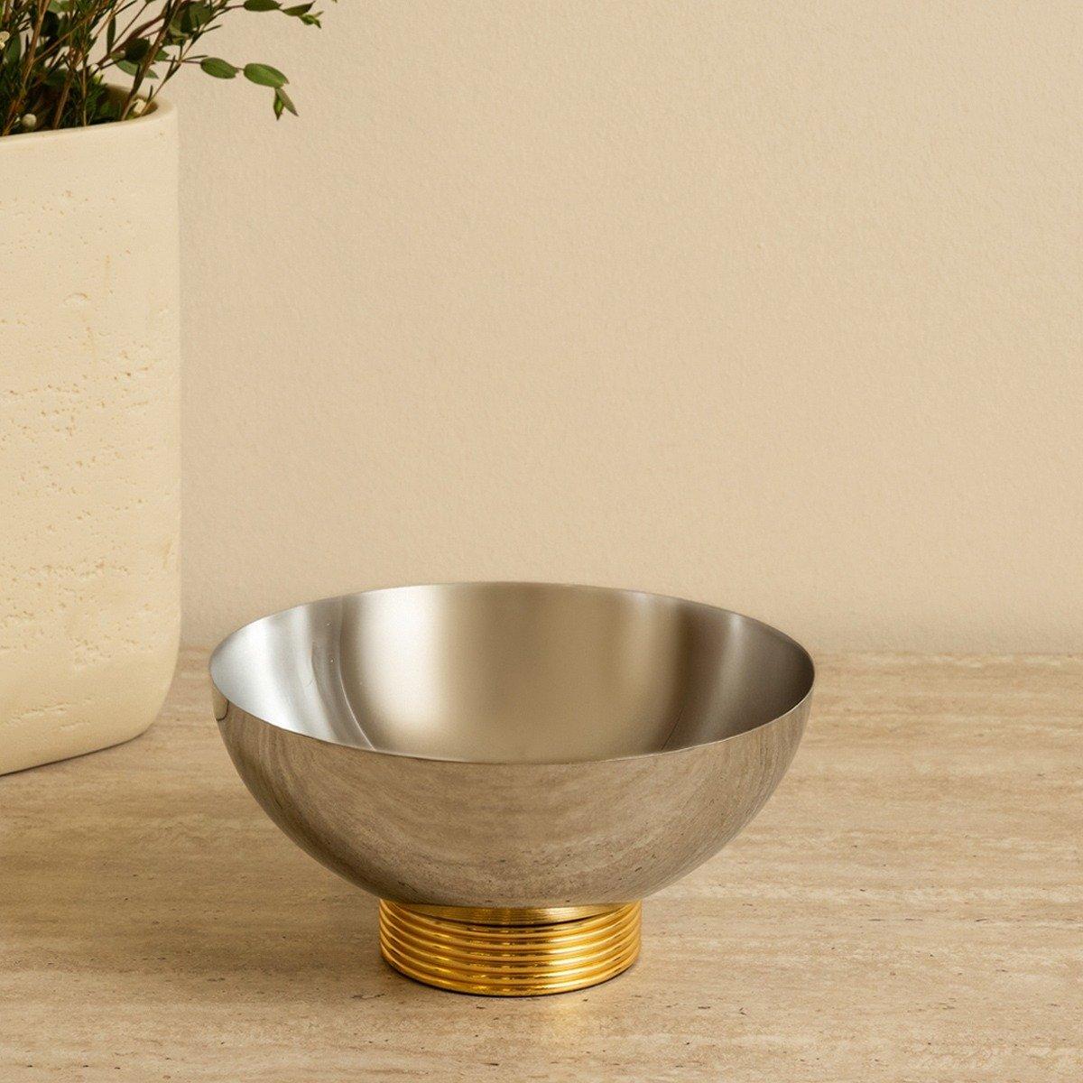 

Classy stainless steel serving bowl silver/gold 20x20x10 cm