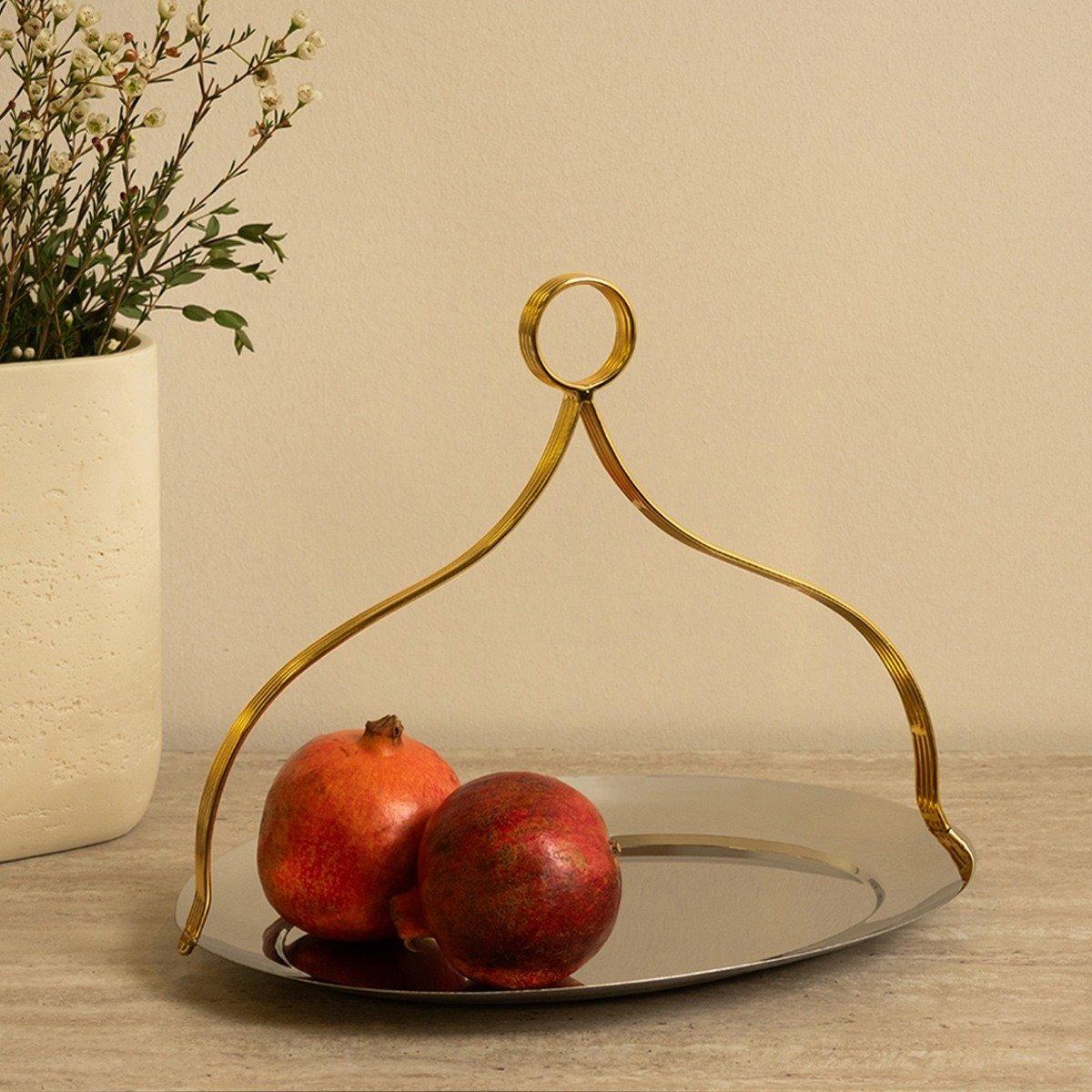 

Classy stainless steel serving plate silver/gold 37x28x29 cm