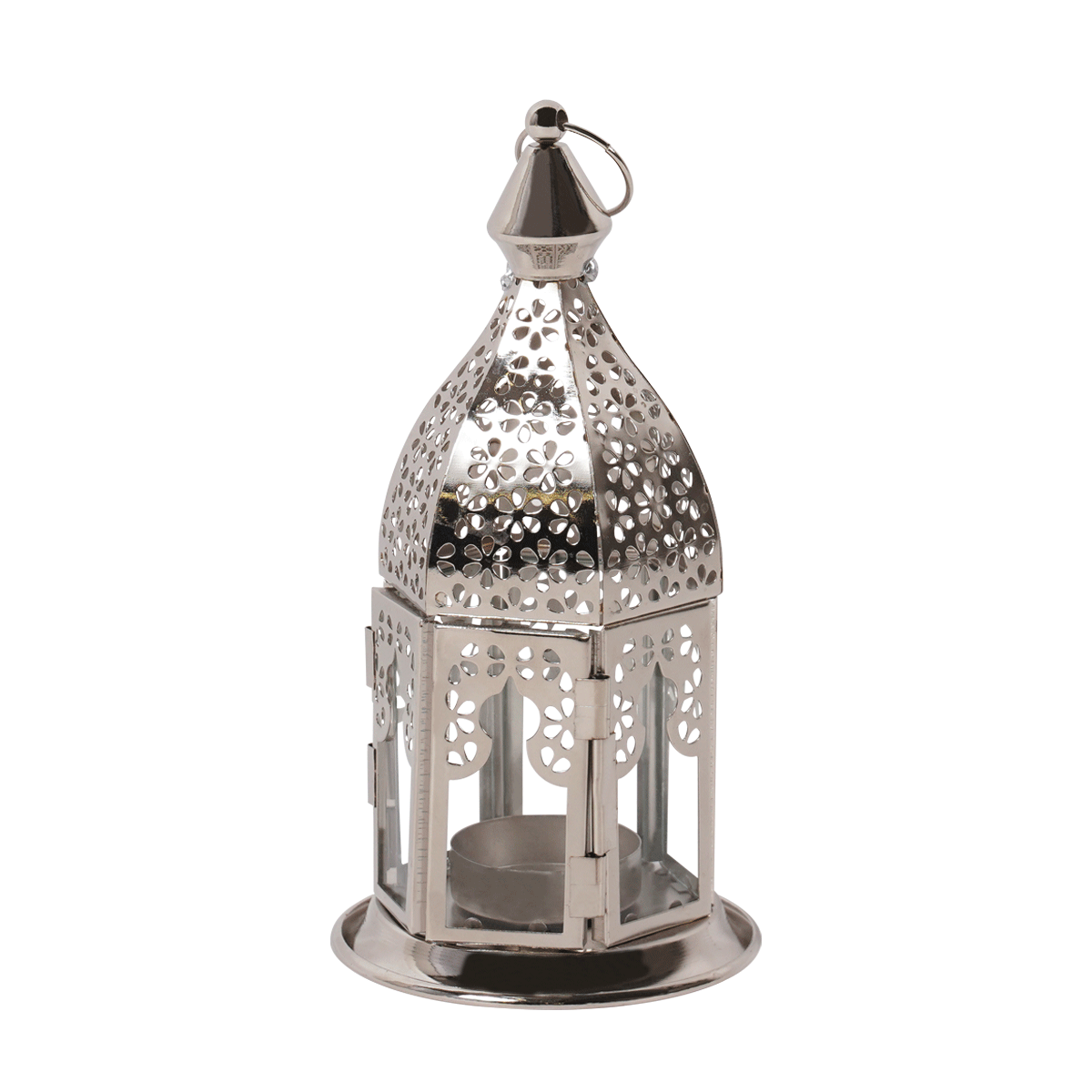 

Drey metal lantern silver 9x9x18. 5 cm