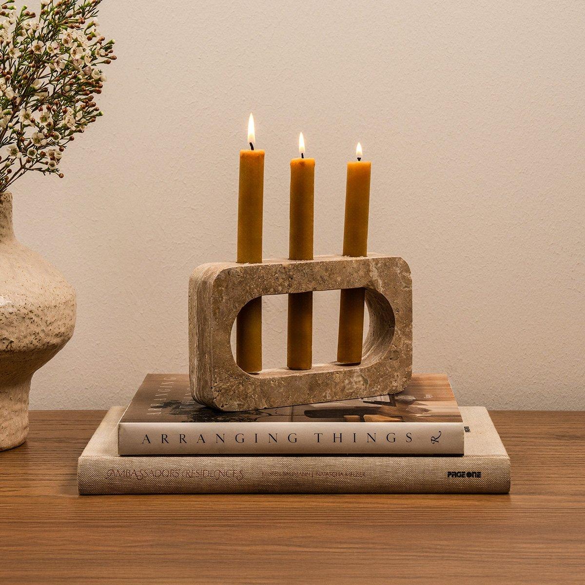 

Stone candle holder natural 20x4 cm