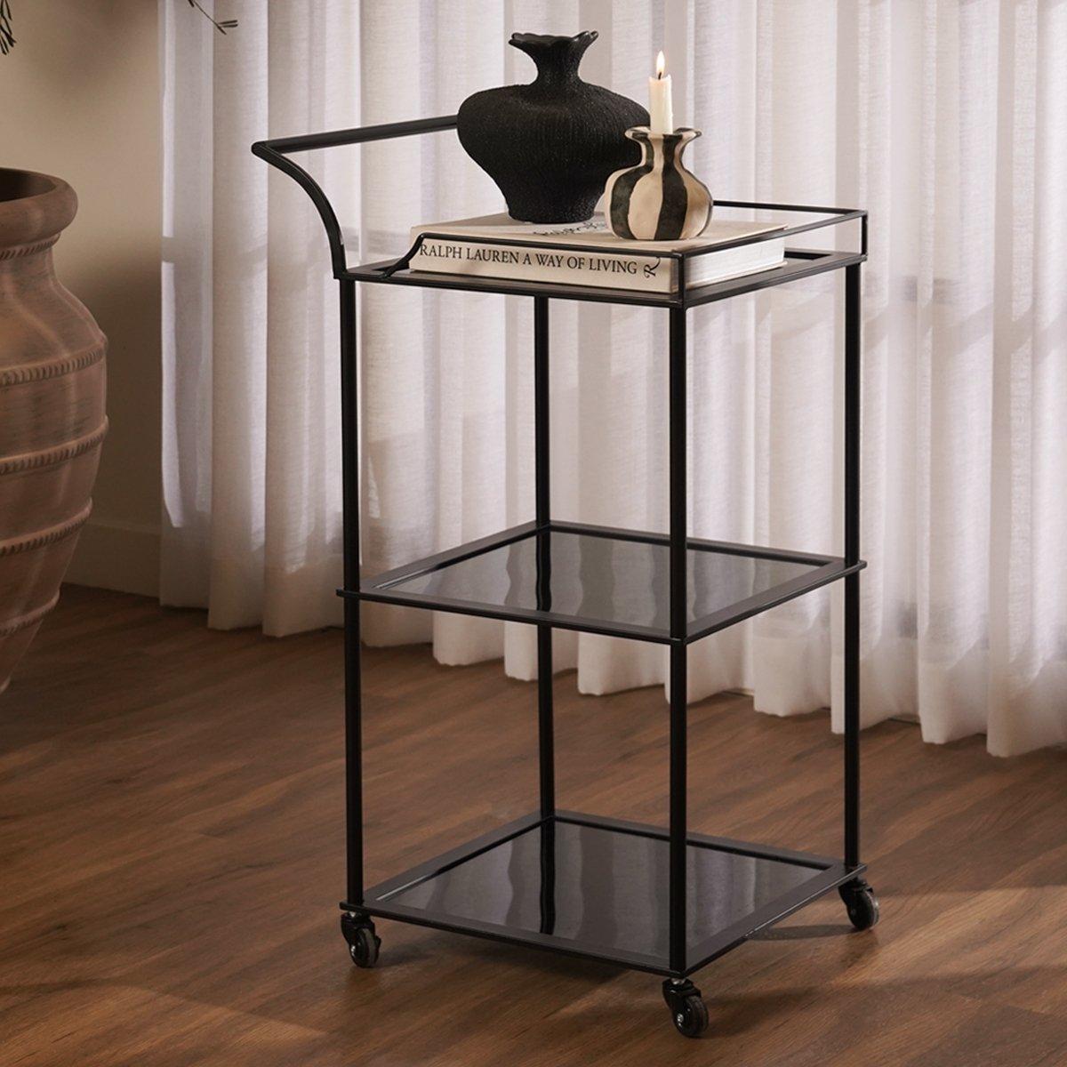 

Squa 3-tier barcart black 49. 5x40x84 cm