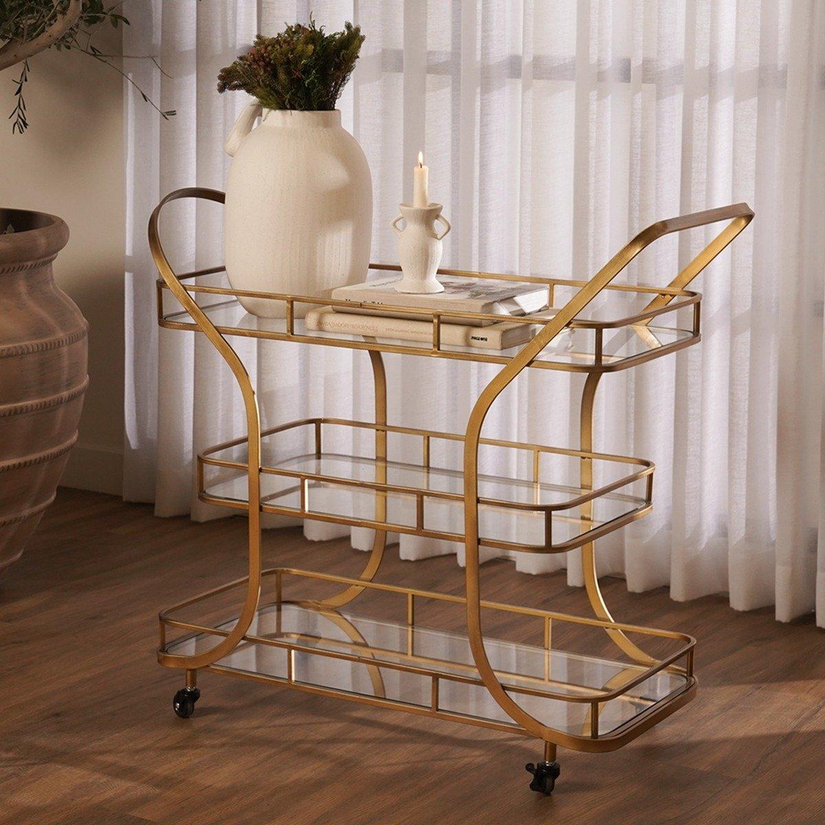 

Goldy 3-tier barcart gold 93x38x84 cm