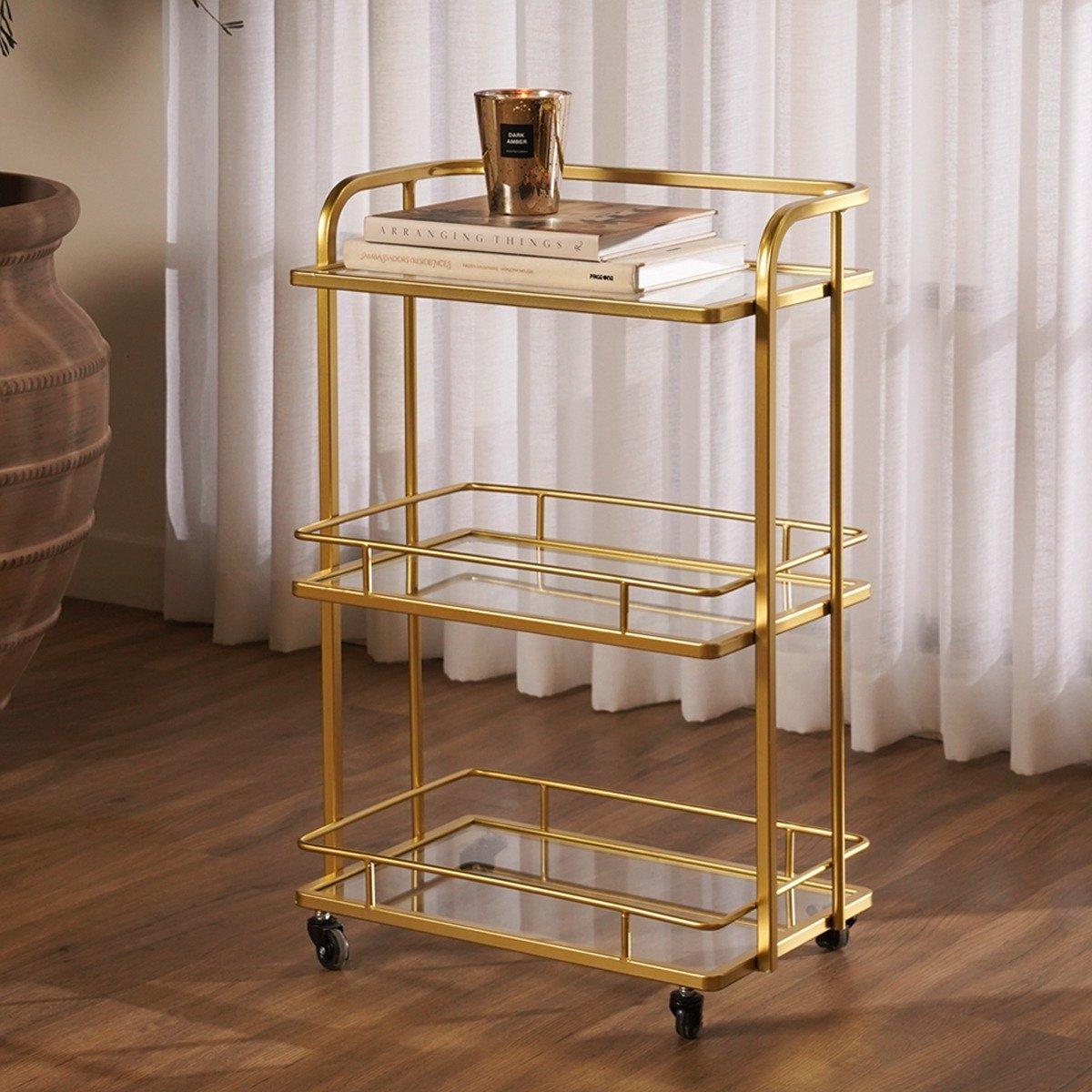 

Geld 3-tier barcart gold 53x33x80 cm