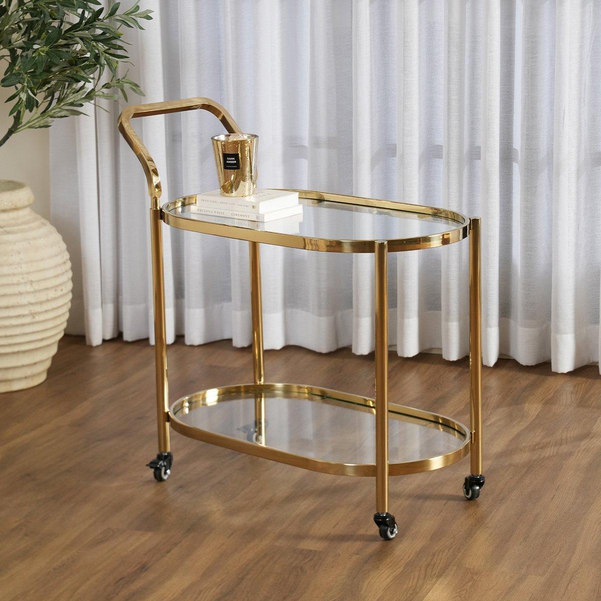 

Ogie 2-tier barcart gold 80x40x80 cm