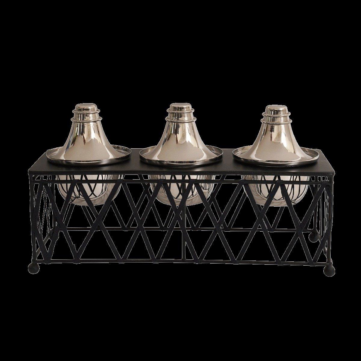 

Ribbon lidded jar set 3pcs black