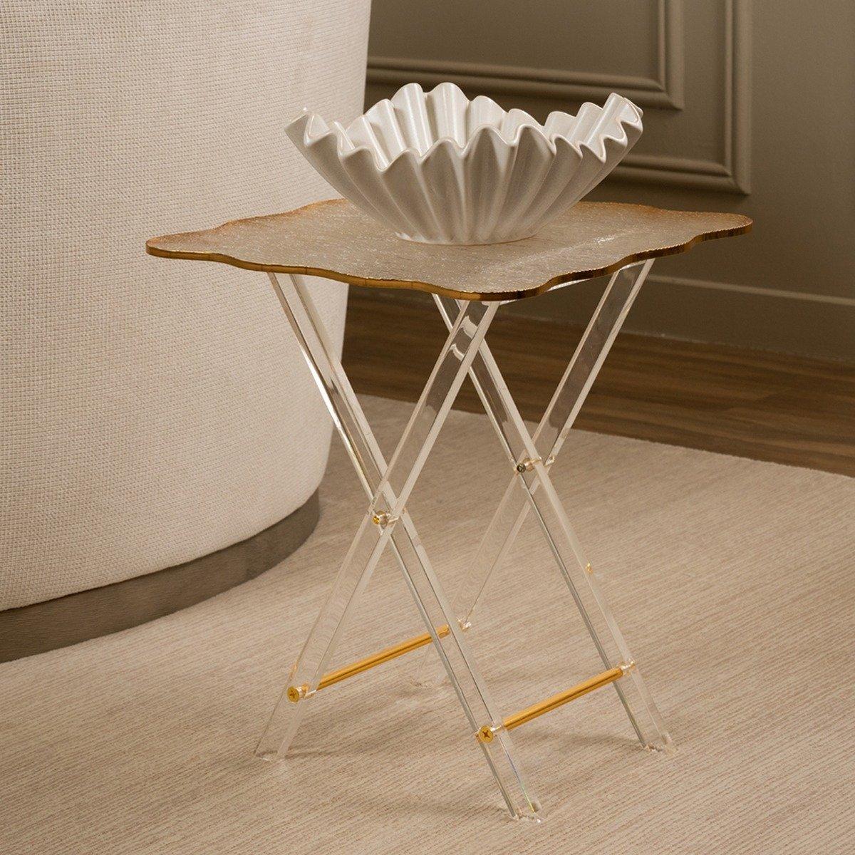 

Wavy foldable table gold 40x40x47 cm