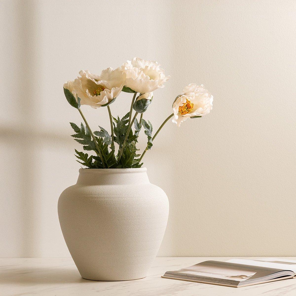 

White poppy single stem flower 75 cm