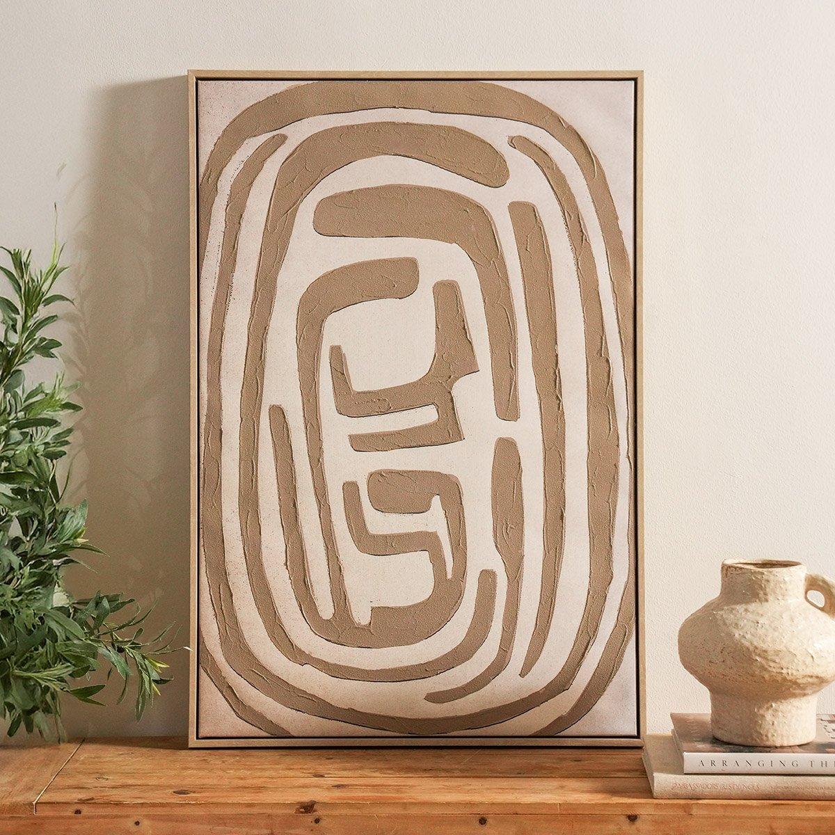 

Maze handpainting canvas taupe 80x120 cm