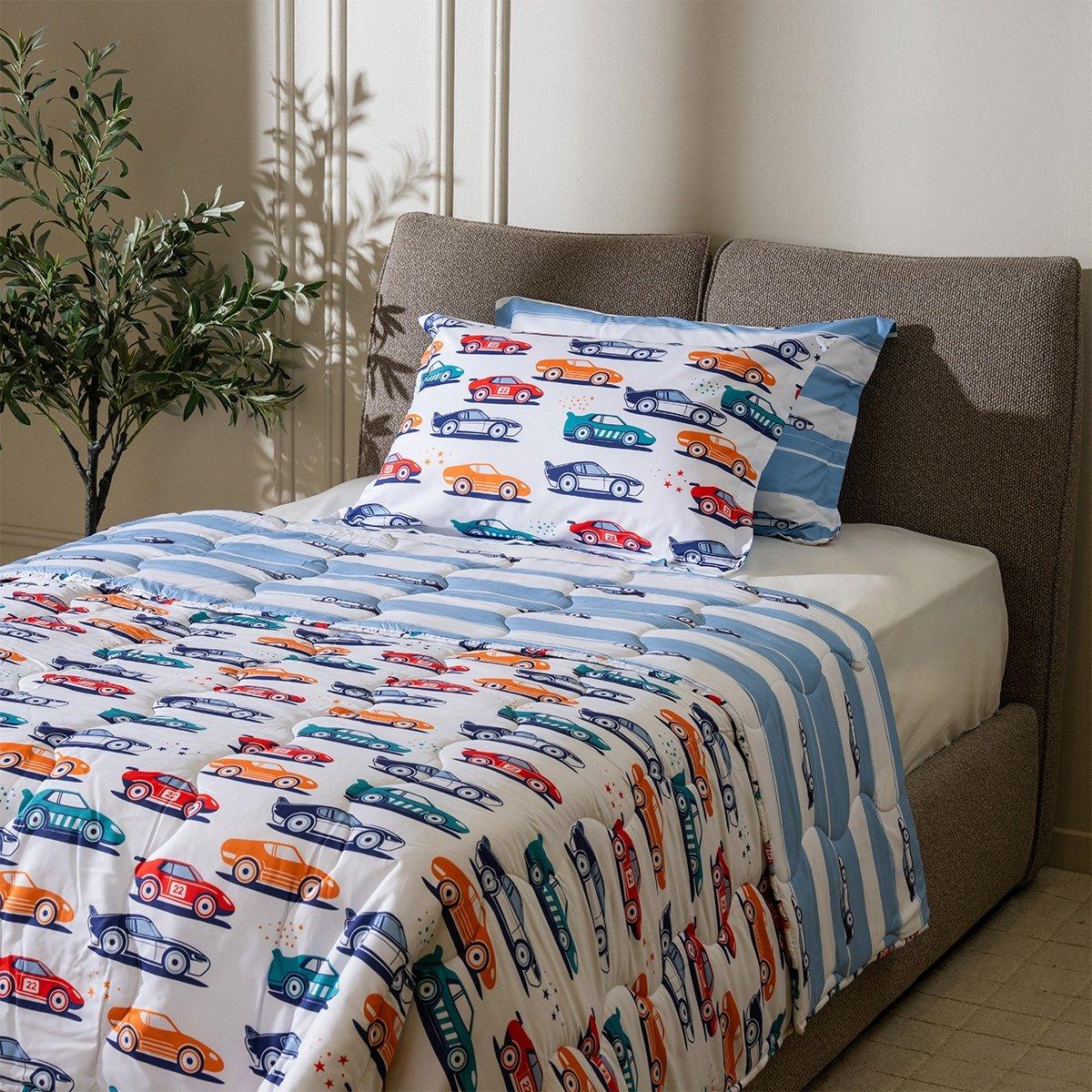 

Cars kids 3pcs comforter set blue 180x220 cm