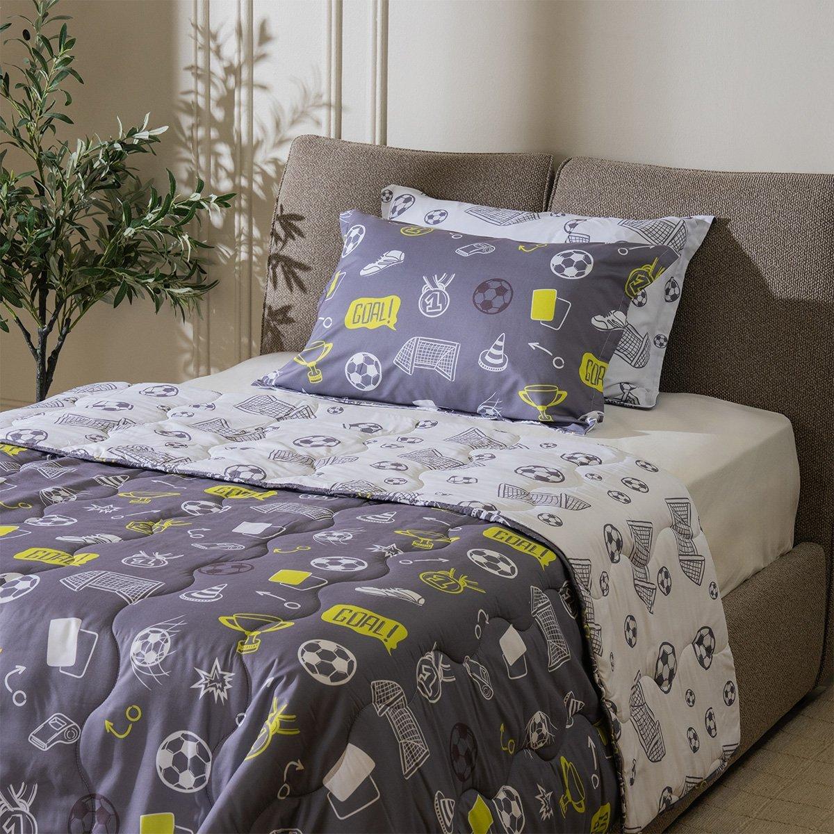 

Football kids 3pcs comforter set grey 180x220 cm