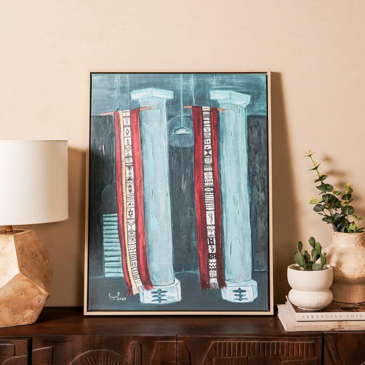 

Sadu hand-painted canvas turquoise 60x80 cm