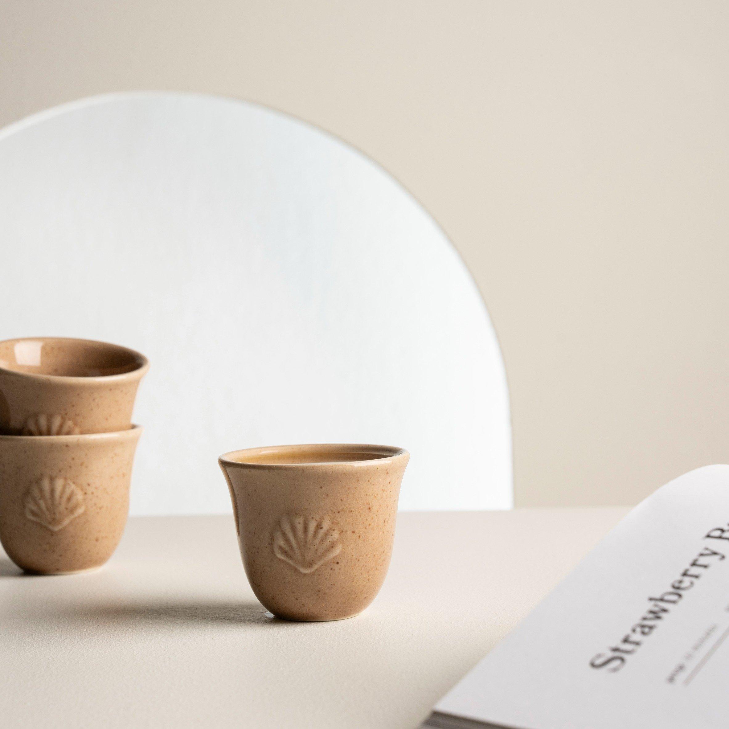 

Lulu embossed gahwa cup set 6pcs beige