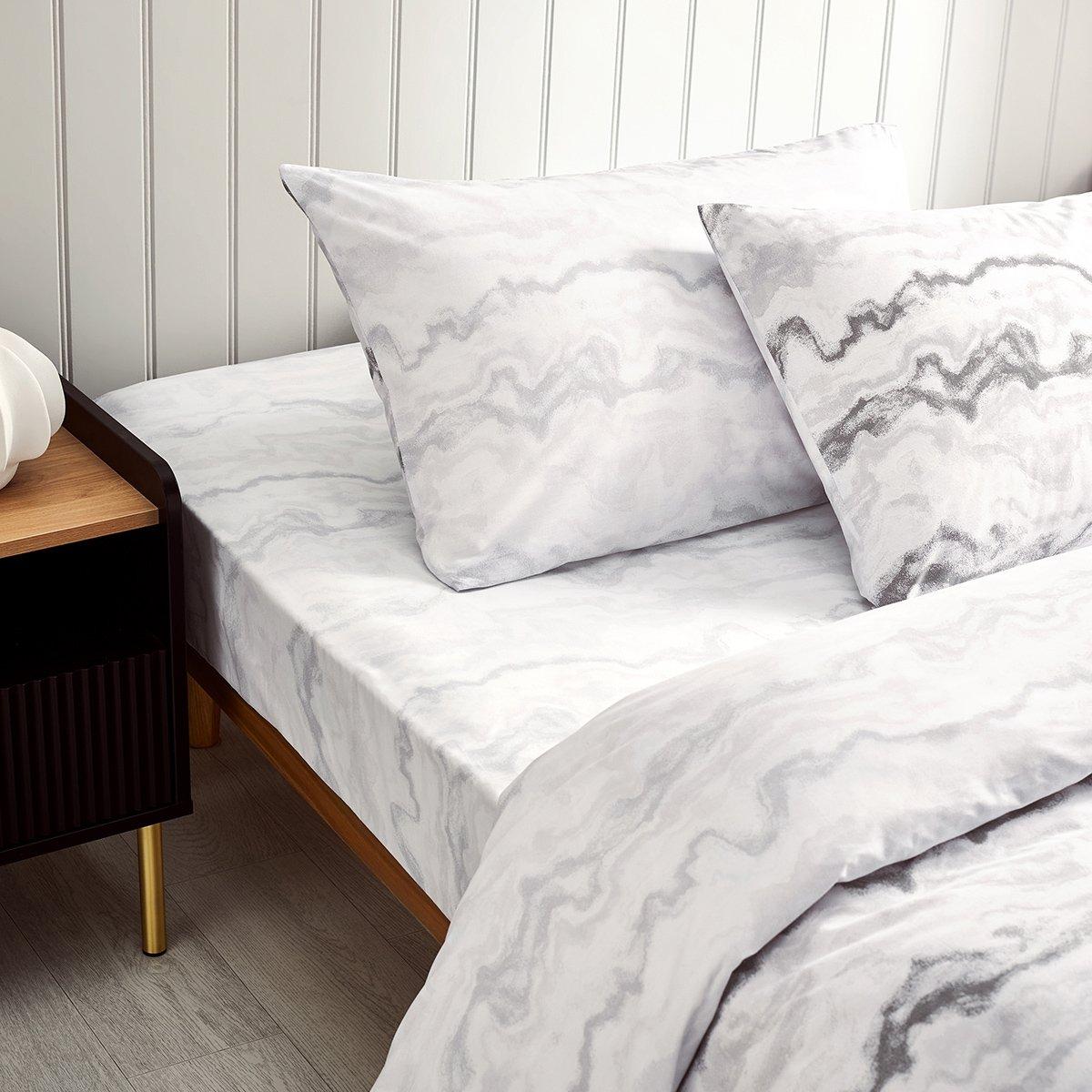 

Zephyr printed fitted sheet grey 200x200 cm