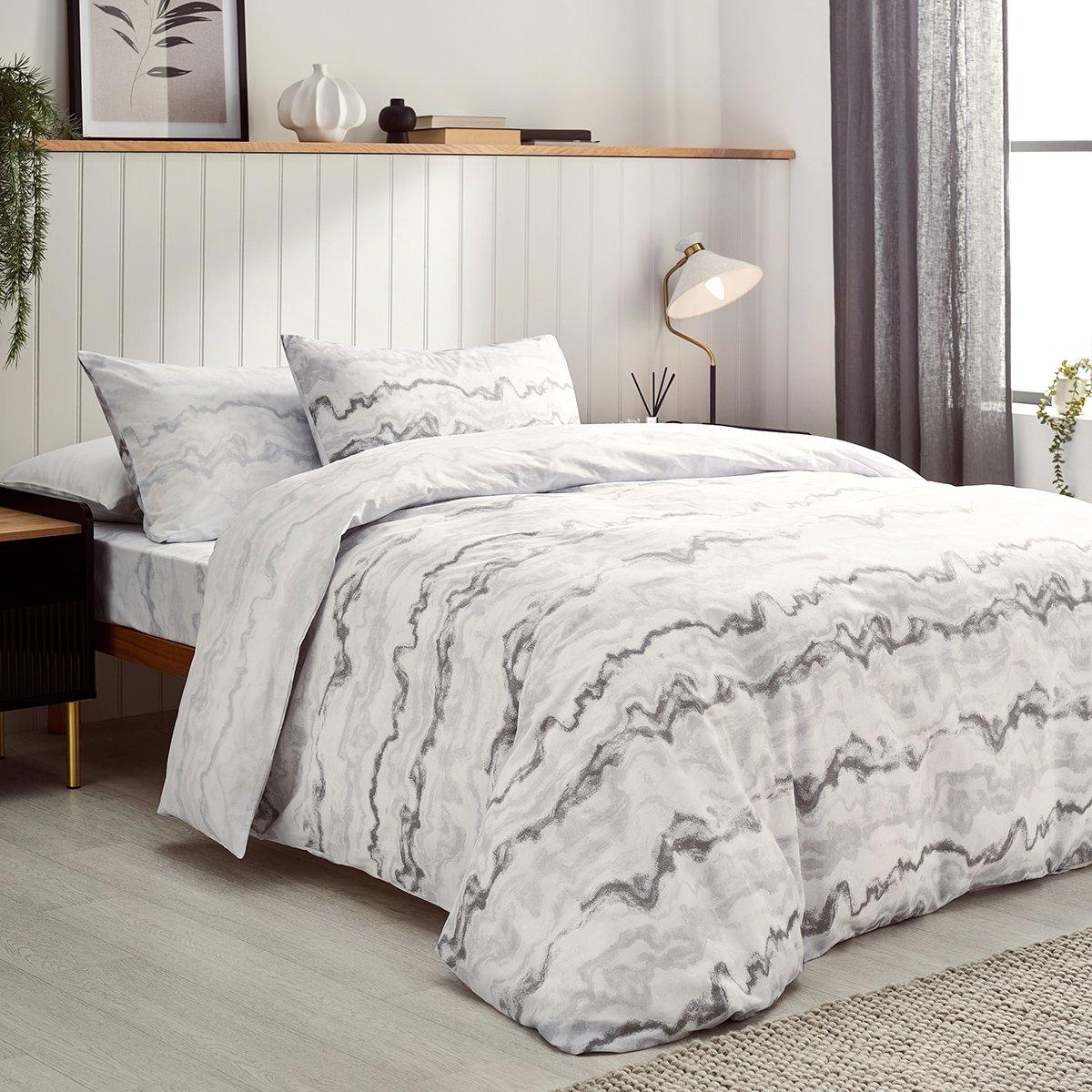 

Zephyr printed 3pcs duvet cover set grey 240x260 cm