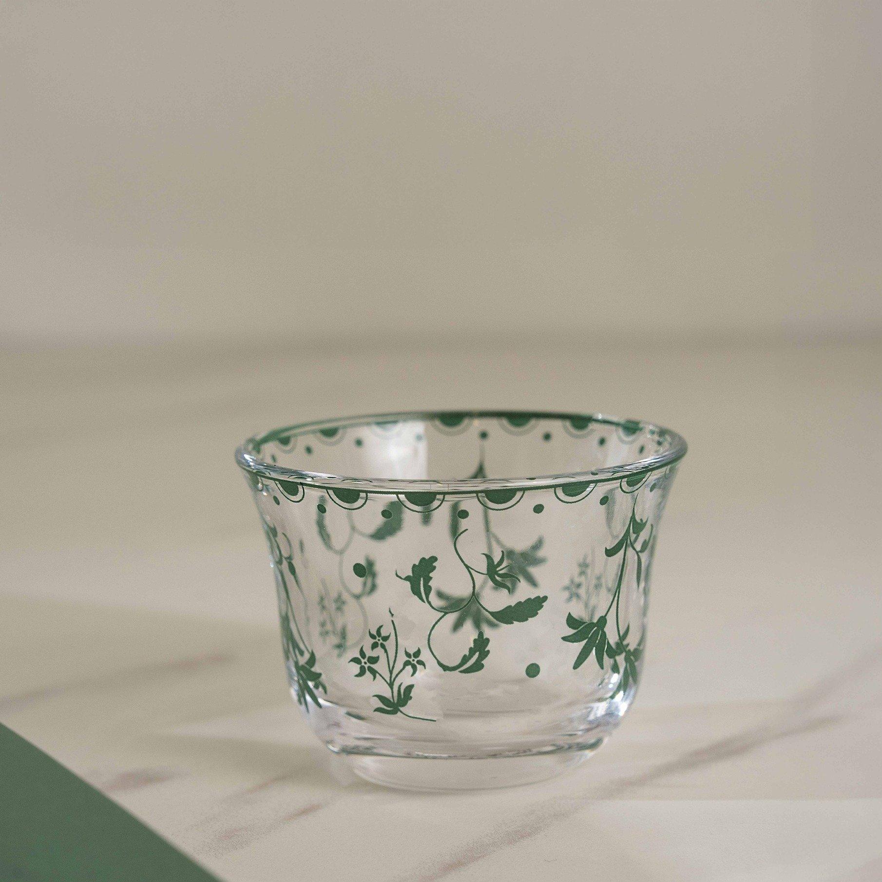 

Bloom glass gahwa cup set 6 pcs green