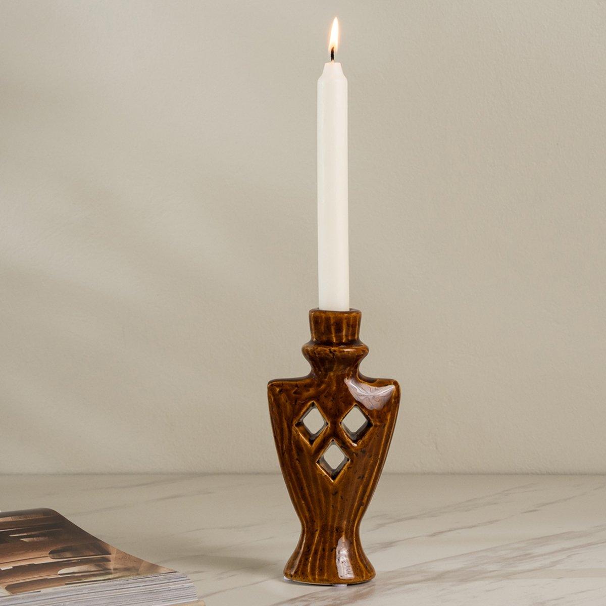 

Hutton candle holder brown 9x5. 8x18 cm