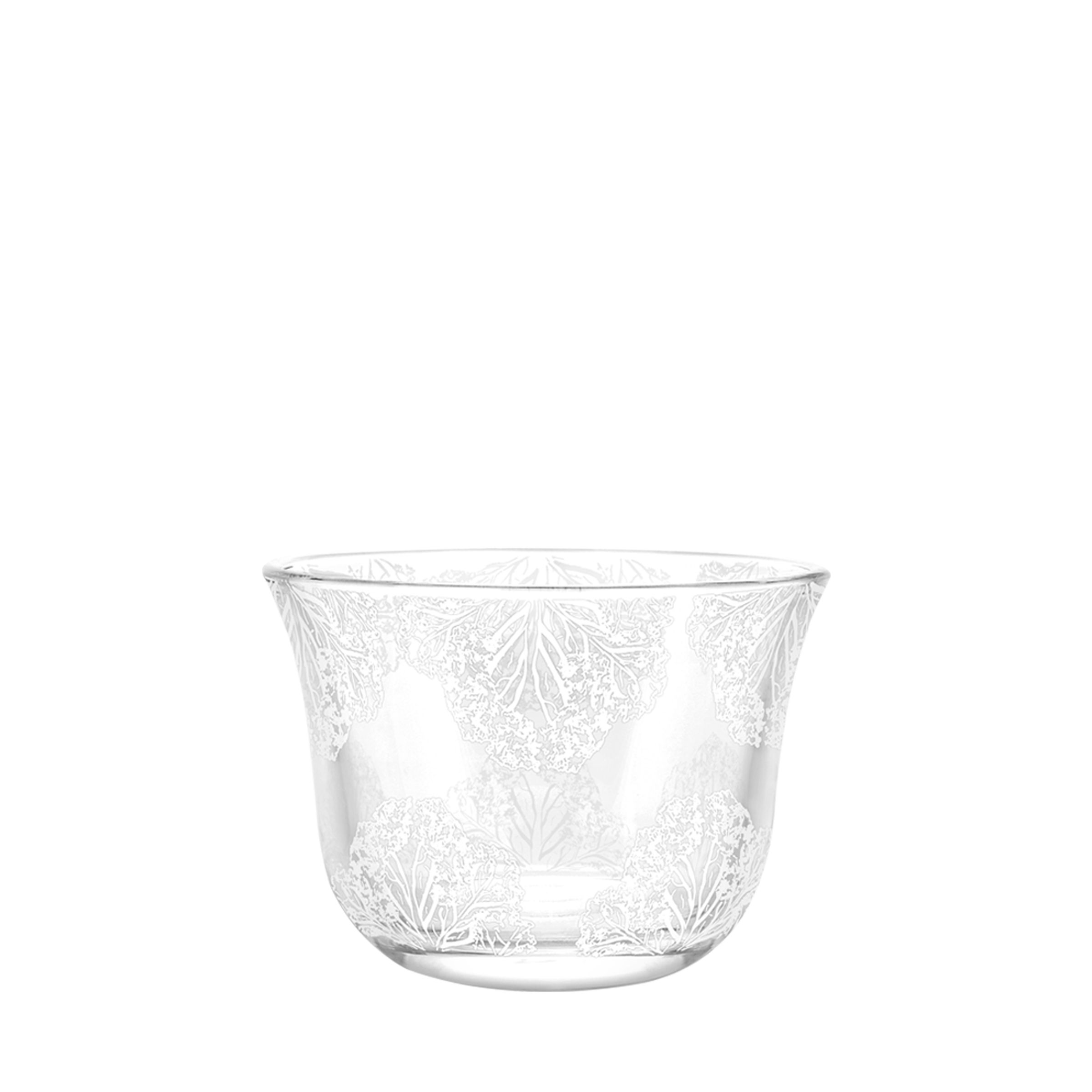 

Leafy glass gahwa cup set 6 pcs white