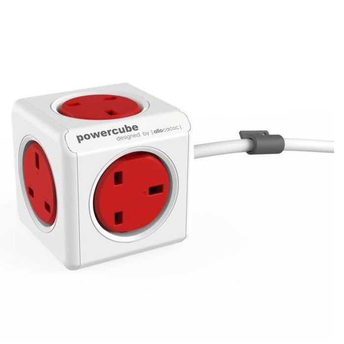 

Allocacoc powercube 4 + 2 usb ports extended cord, 1. 5metres - red