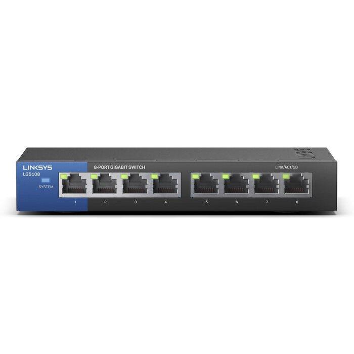 

Linksys 8-port business desktop gigabit switch, 1,000 mbps, lgs108-uk - black
