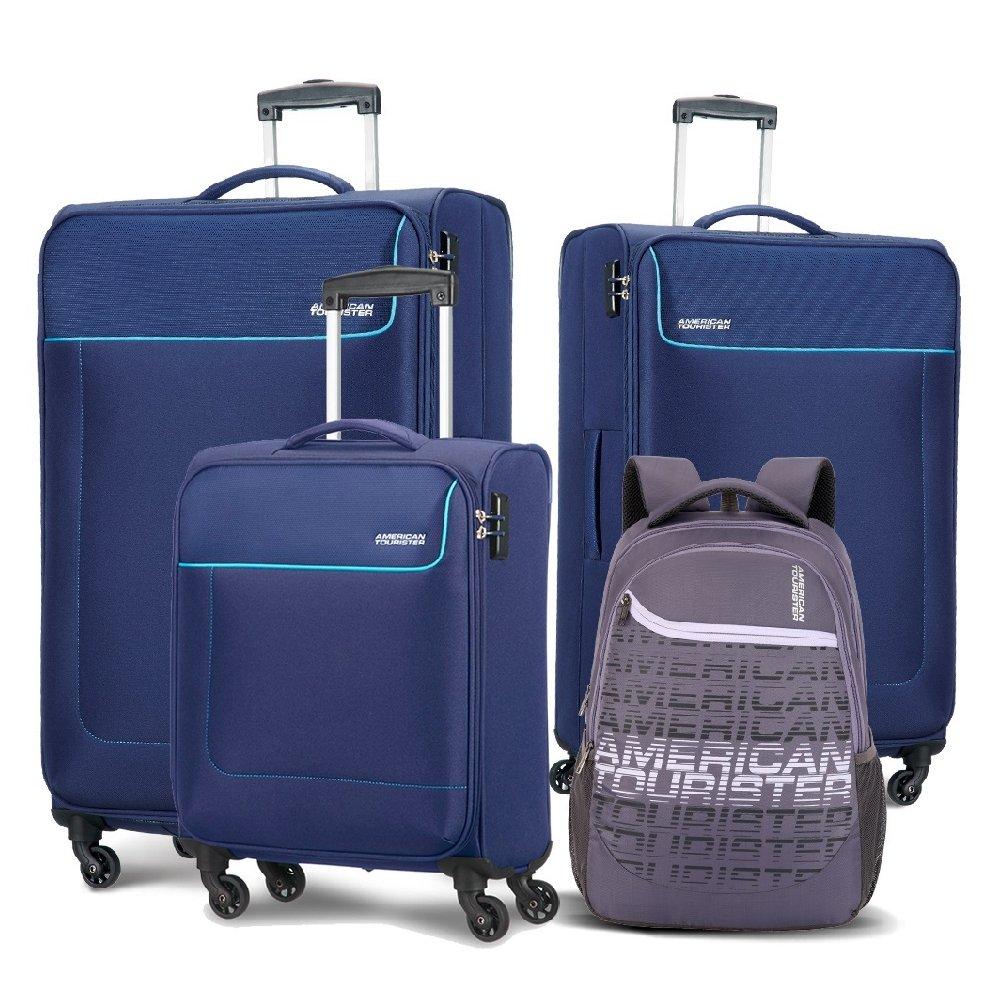 

American tourister jamaica 55cm + 66cm + 77cm, softside spinner luggage set + backpack,...