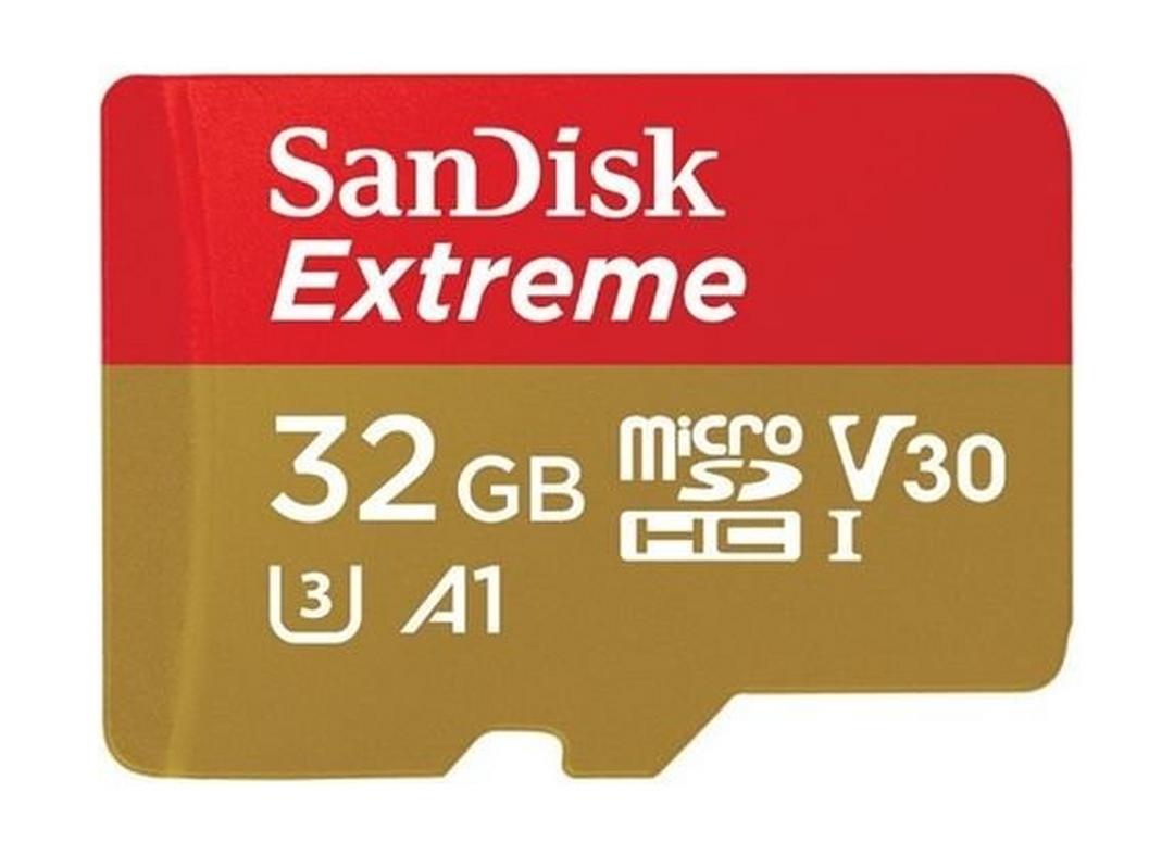 بطاقة الذاكرة سانديسك إكستريم فائقة السرعة مايكرو إس دي إتش سي - ٣٢ جيجابايت - ١٠٠ ميجابايت بالثانية - دقة ٤كي - الفئة العاشرة