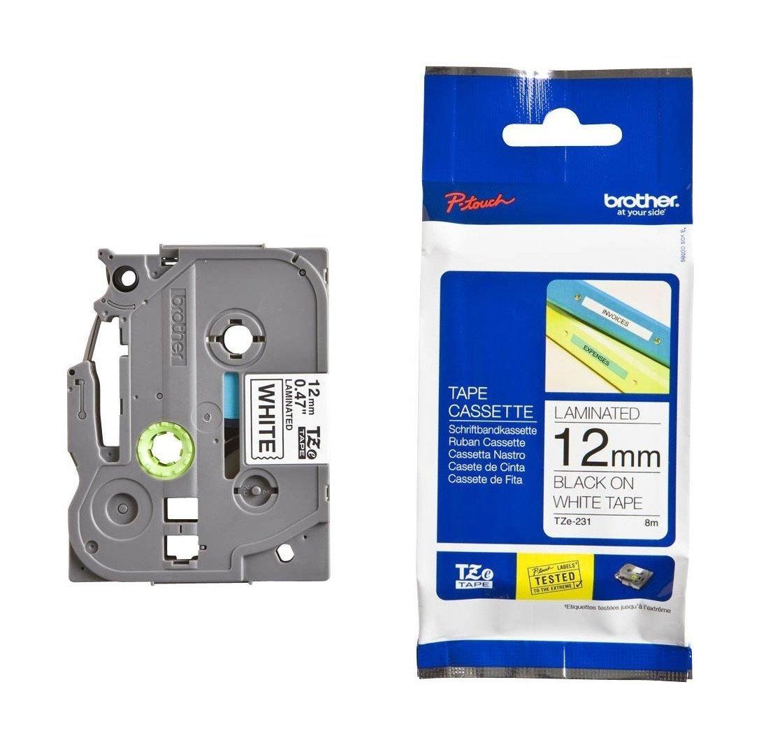 

Brother 12mm laminated label tape black on white (tz231)