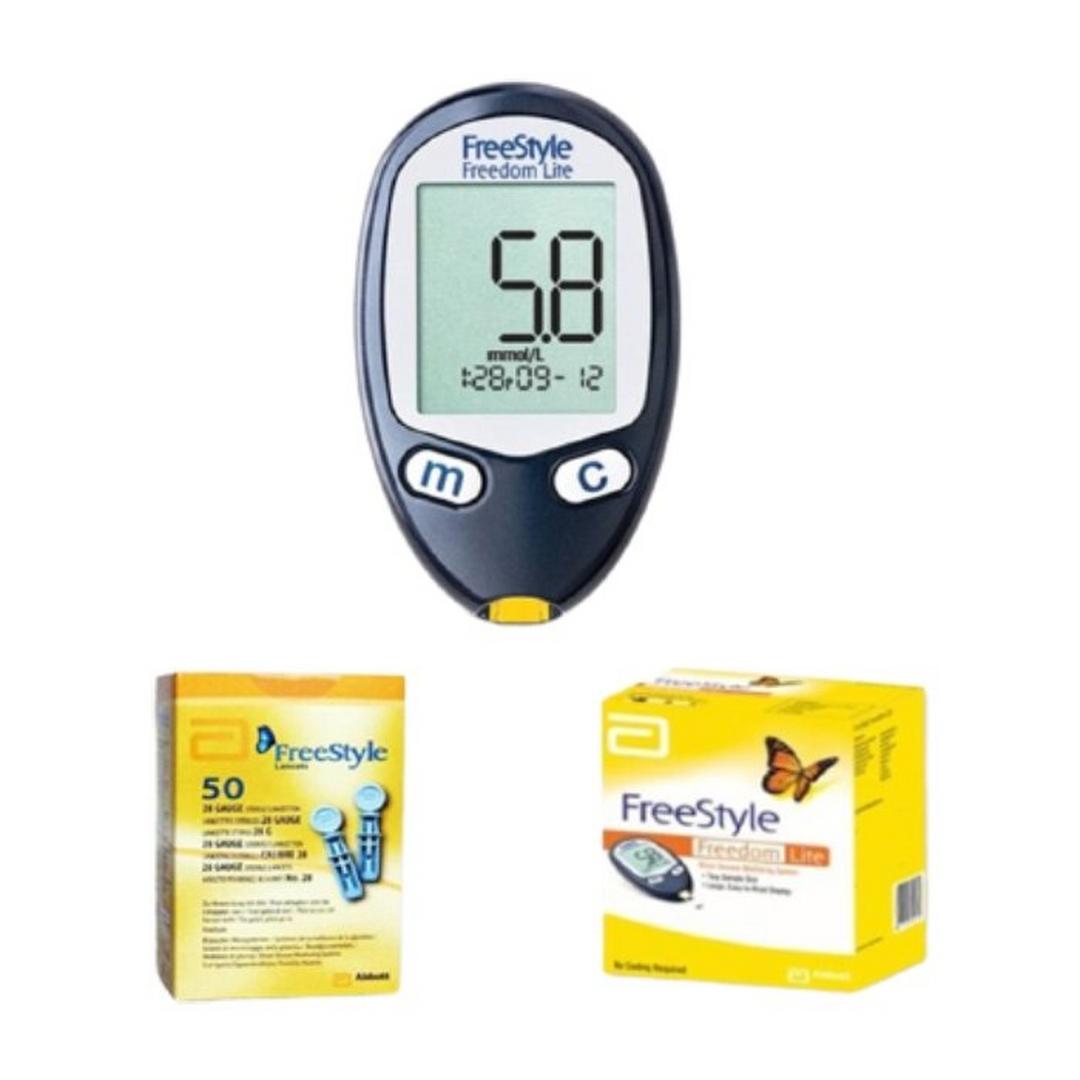 Omron Freestyle Glucometer (7108770)) + Strips + Lancets