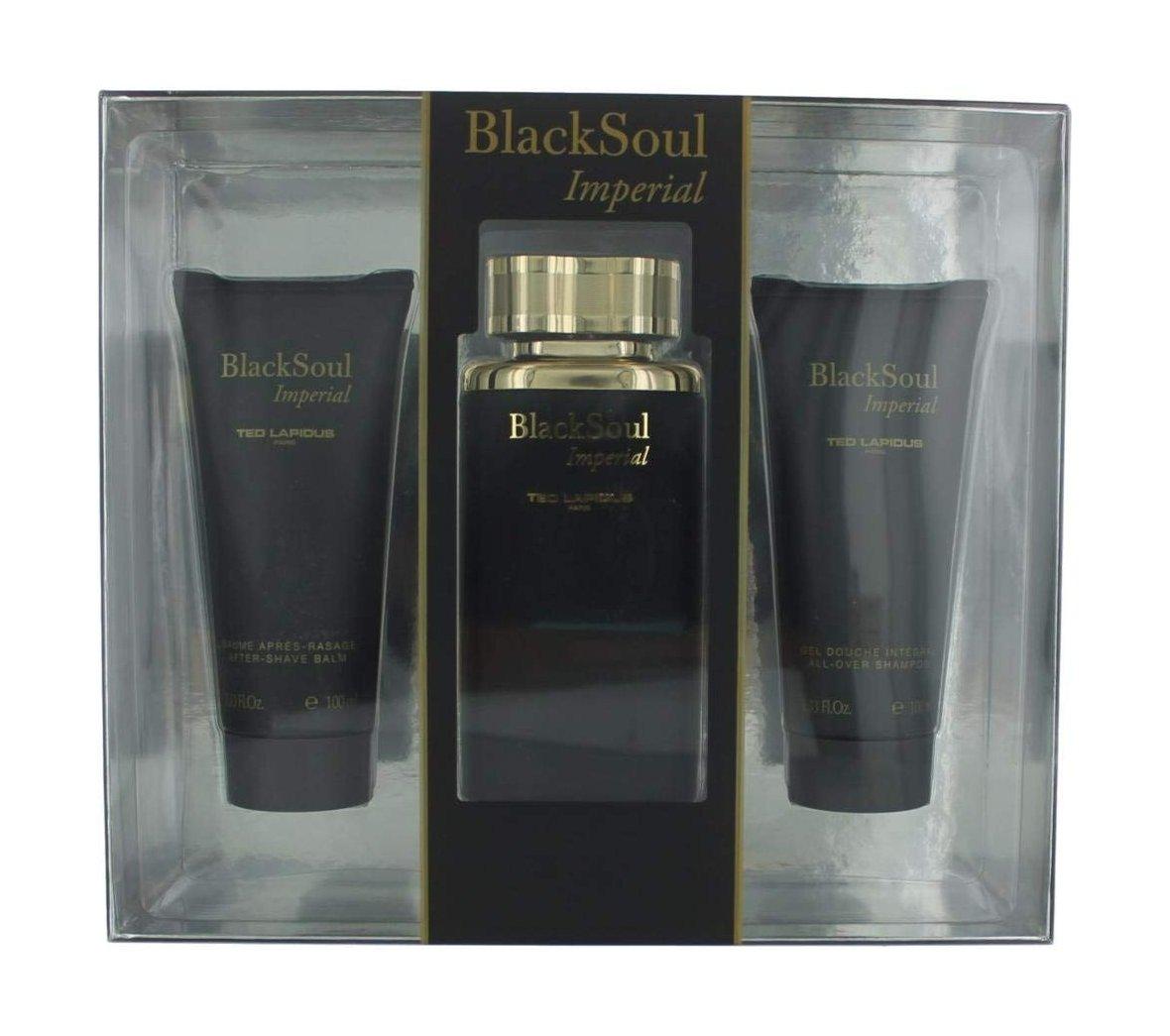 

Black soul imperial by ted lapidus edt 3 pieces set for men