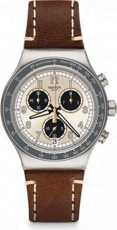 

Swatch 43mm chronograph gents leather watch (swayvs455) - brown